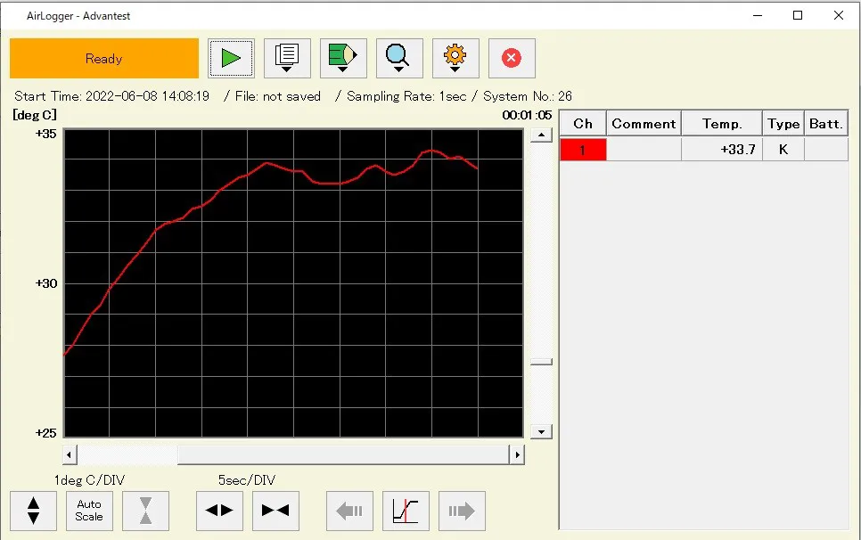 AirLogger WM1000標準ソフト 計測画面