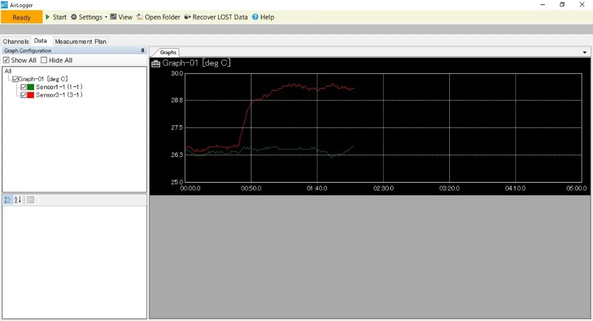 AirLogger WM2000標準ソフト 計測画面