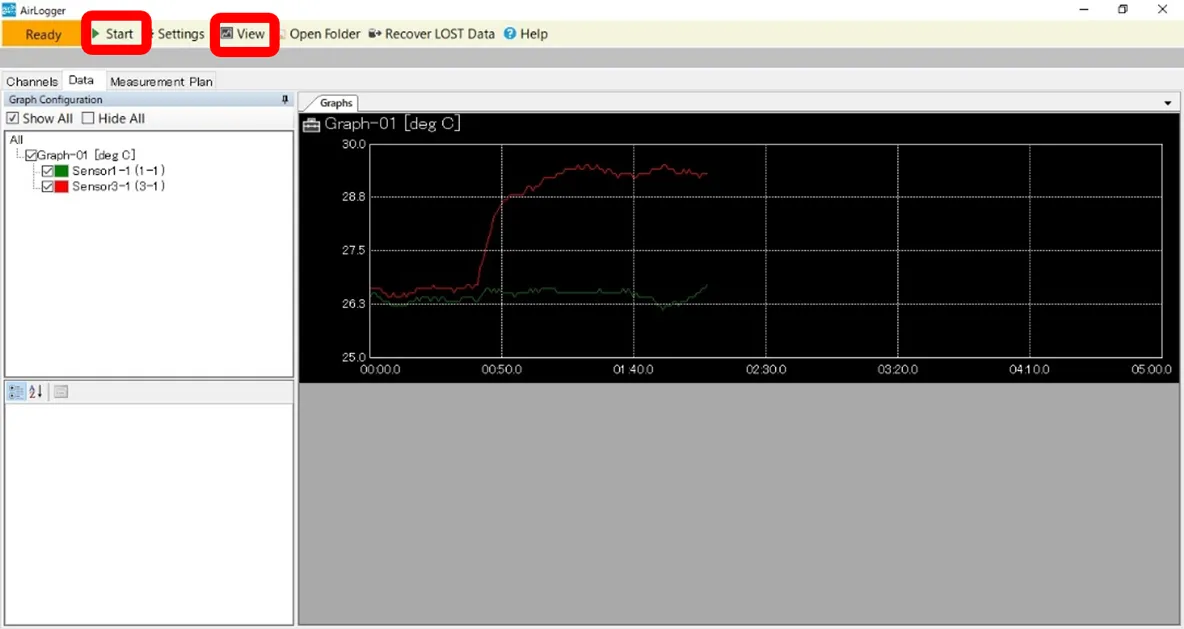 AirLogger WM2000標準ソフト 計測画面