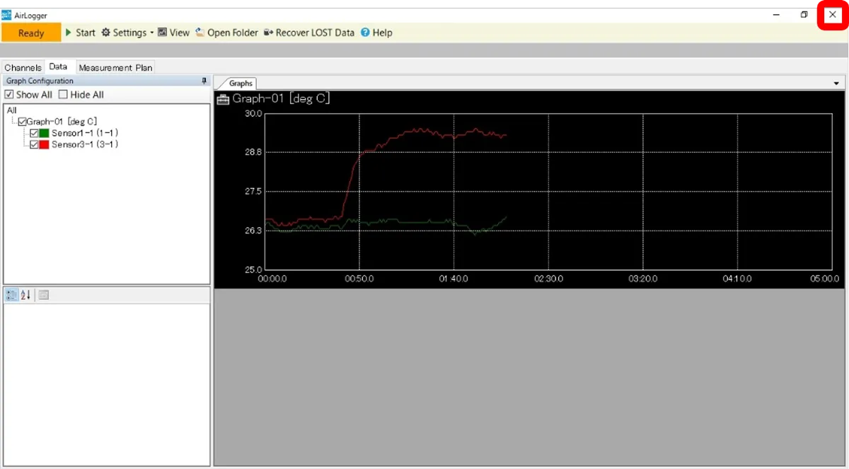 AirLogger WM2000標準ソフト 計測画面