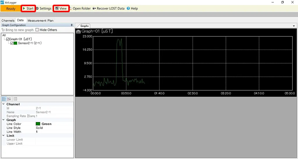 AirLogger WM2000標準ソフト 計測画面