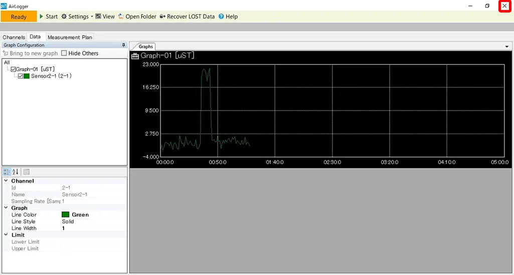 AirLogger WM2000標準ソフト 計測画面