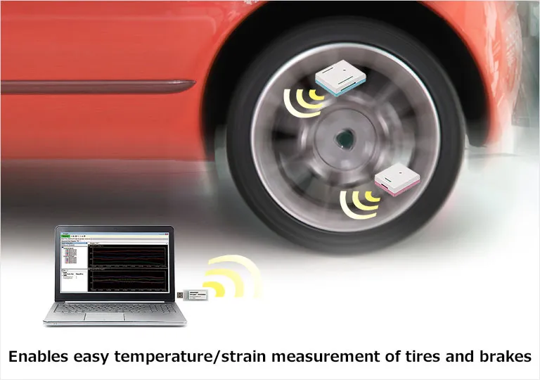 Enables easy temperature/strain measurement of tires and brakes